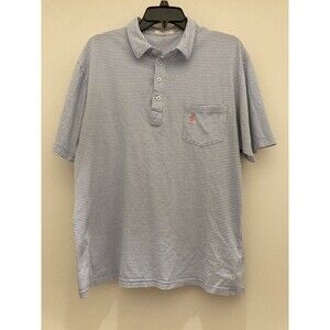 Johnnie-O Shirt Golf Polo Surf Logo Pocket Mens Blue White Stripe Large